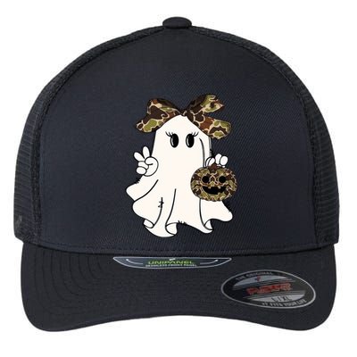 Funny Halloween Camouflage Camo Ghost Hello Hunting Season Flexfit Unipanel Trucker Cap