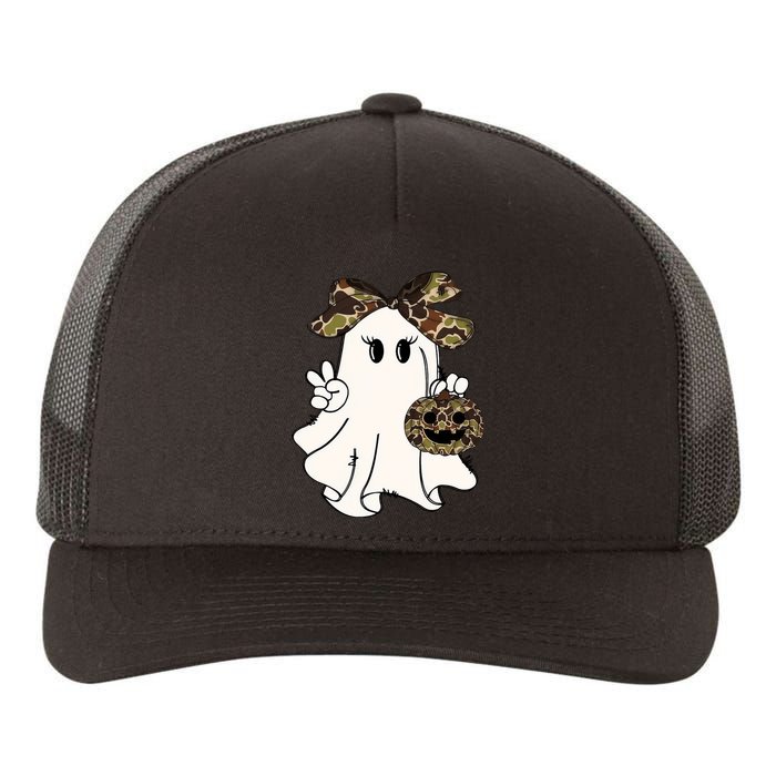 Funny Halloween Camouflage Camo Ghost Hello Hunting Season Yupoong Adult 5-Panel Trucker Hat