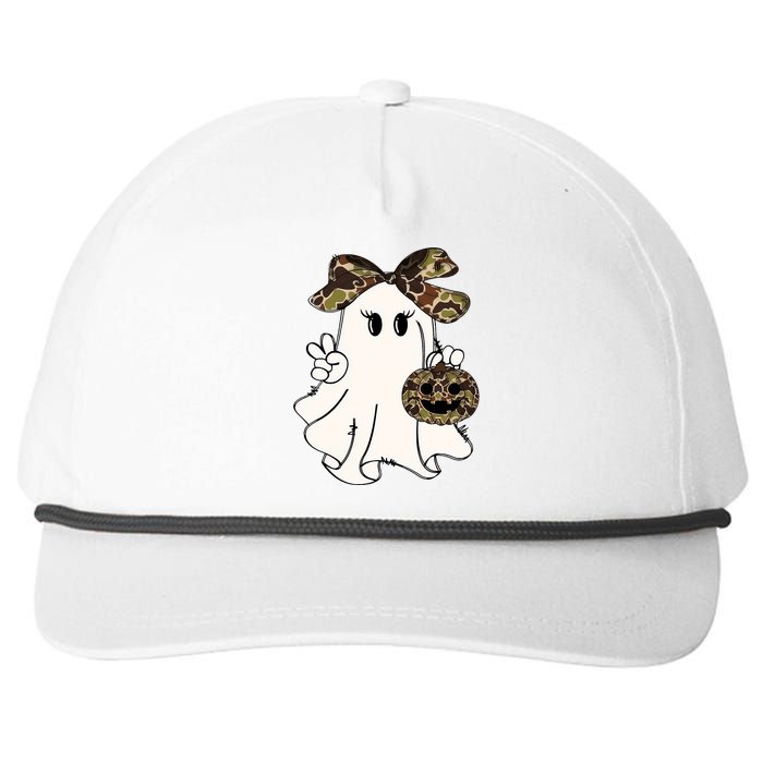 Funny Halloween Camouflage Camo Ghost Hello Hunting Season Snapback Five-Panel Rope Hat