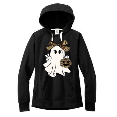 Funny Halloween Camouflage Camo Ghost Hello Hunting Season Women's Fleece Hoodie