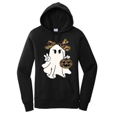 Funny Halloween Camouflage Camo Ghost Hello Hunting Season Women's Pullover Hoodie