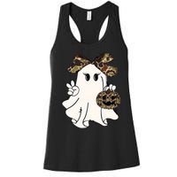 Funny Halloween Camouflage Camo Ghost Hello Hunting Season Women's Racerback Tank