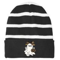 Funny Halloween Camouflage Camo Ghost Hello Hunting Season Striped Beanie with Solid Band