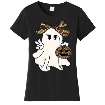 Funny Halloween Camouflage Camo Ghost Hello Hunting Season Women's T-Shirt