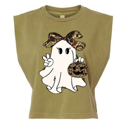 Funny Halloween Camouflage Camo Ghost Hello Hunting Season Garment-Dyed Women's Muscle Tee