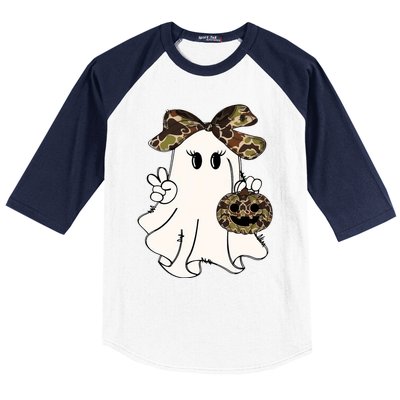 Funny Halloween Camouflage Camo Ghost Hello Hunting Season Baseball Sleeve Shirt