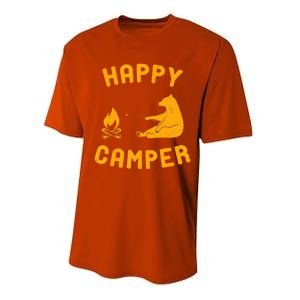 Funny Happy Camper Gift With Bear And Bonfire Gift Performance Sprint T-Shirt