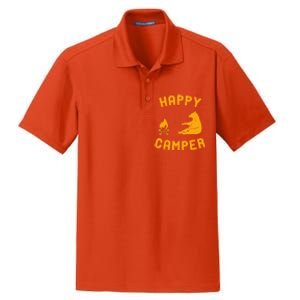 Funny Happy Camper Gift With Bear And Bonfire Gift Dry Zone Grid Polo