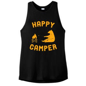 Funny Happy Camper Gift With Bear And Bonfire Gift Ladies PosiCharge Tri-Blend Wicking Tank