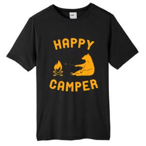 Funny Happy Camper Gift With Bear And Bonfire Gift Tall Fusion ChromaSoft Performance T-Shirt