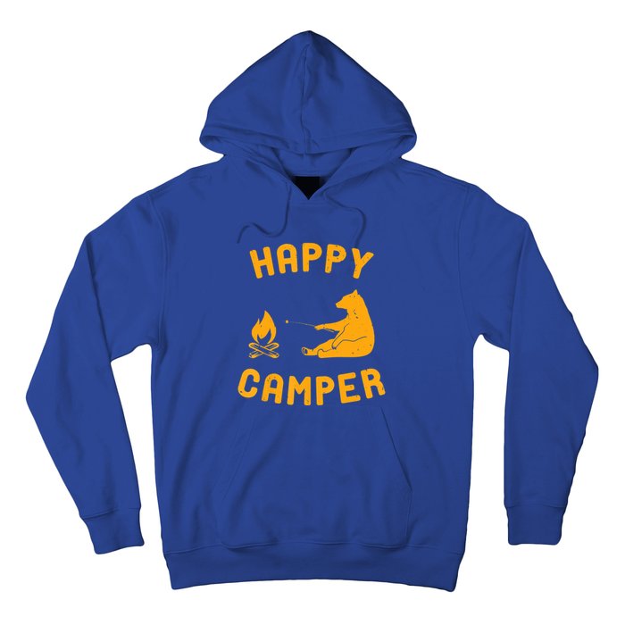 Funny Happy Camper Gift With Bear And Bonfire Gift Hoodie