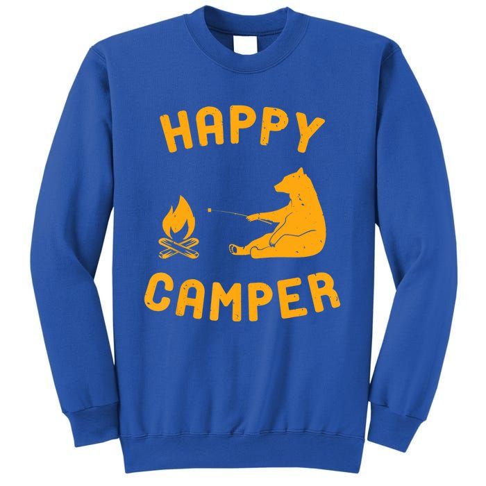 Funny Happy Camper Gift With Bear And Bonfire Gift Sweatshirt