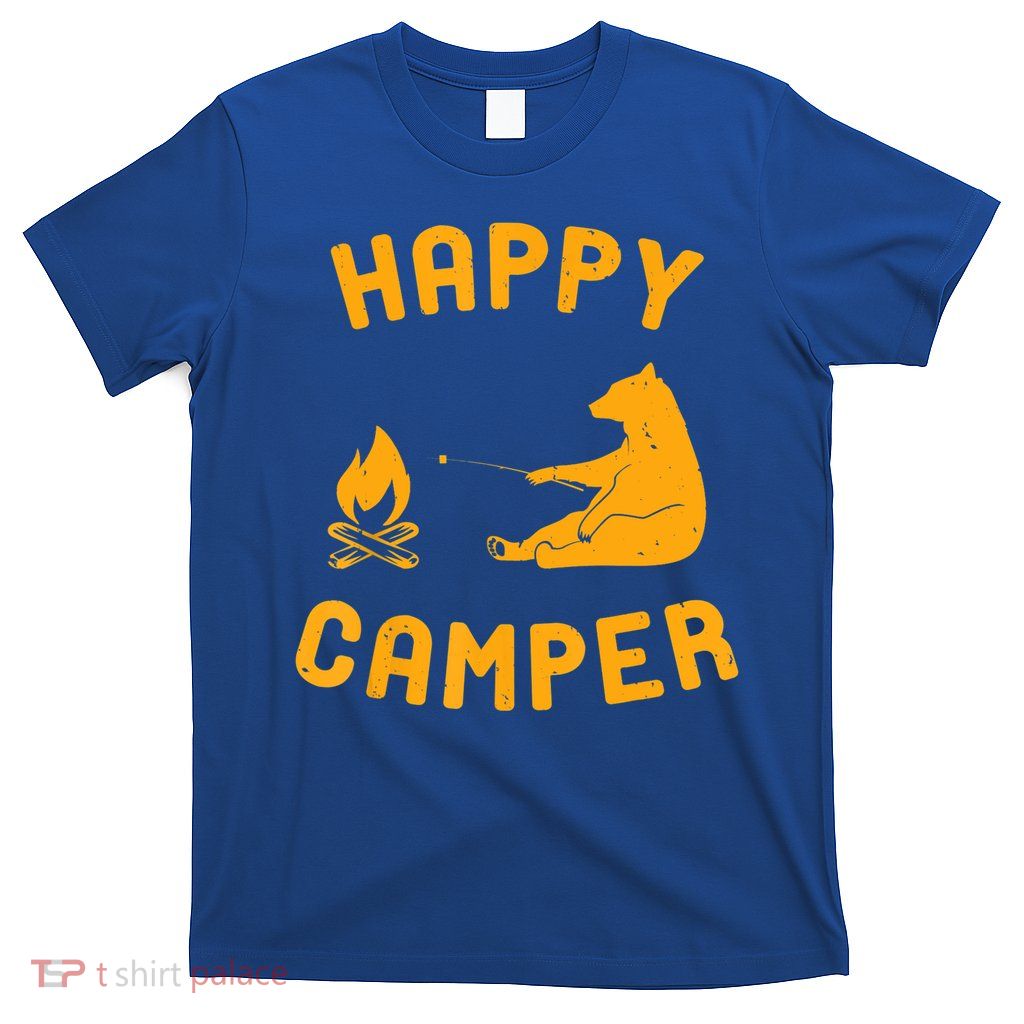 Funny Happy Camper Gift With Bear And Bonfire Gift T-Shirt