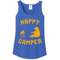 Funny Happy Camper Gift With Bear And Bonfire Gift Ladies Essential Tank