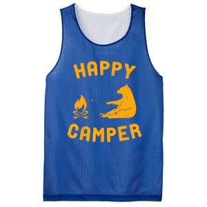 Funny Happy Camper Gift With Bear And Bonfire Gift Mesh Reversible Basketball Jersey Tank