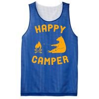 Funny Happy Camper Gift With Bear And Bonfire Gift Mesh Reversible Basketball Jersey Tank