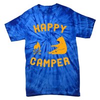 Funny Happy Camper Gift With Bear And Bonfire Gift Tie-Dye T-Shirt