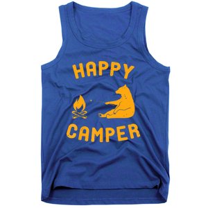 Funny Happy Camper Gift With Bear And Bonfire Gift Tank Top