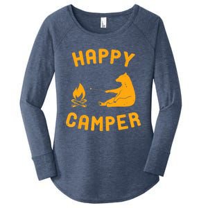 Funny Happy Camper Gift With Bear And Bonfire Gift Women's Perfect Tri Tunic Long Sleeve Shirt