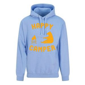 Funny Happy Camper Gift With Bear And Bonfire Gift Unisex Surf Hoodie