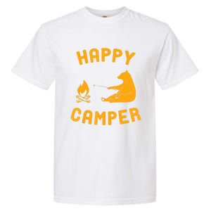 Funny Happy Camper Gift With Bear And Bonfire Gift Garment-Dyed Heavyweight T-Shirt