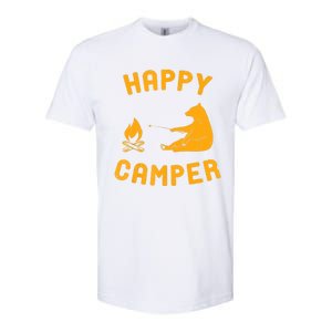 Funny Happy Camper Gift With Bear And Bonfire Gift Softstyle CVC T-Shirt