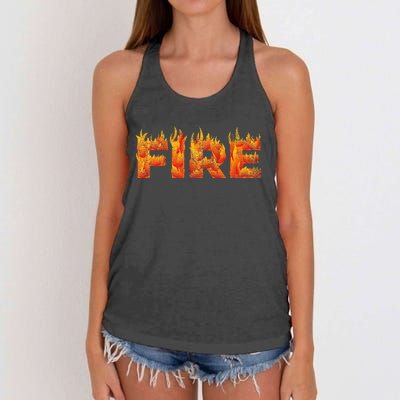 FIRE HALLOWEEN COSTUME FIRE AND ICE MATCHING COUPLES Women's Knotted Racerback Tank