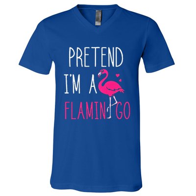 Flamingo Halloween Costume Pretend IM A Flamingo Pink V-Neck T-Shirt