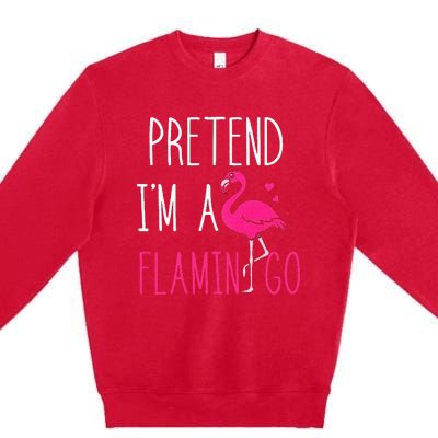 Flamingo Halloween Costume Pretend IM A Flamingo Pink Premium Crewneck Sweatshirt