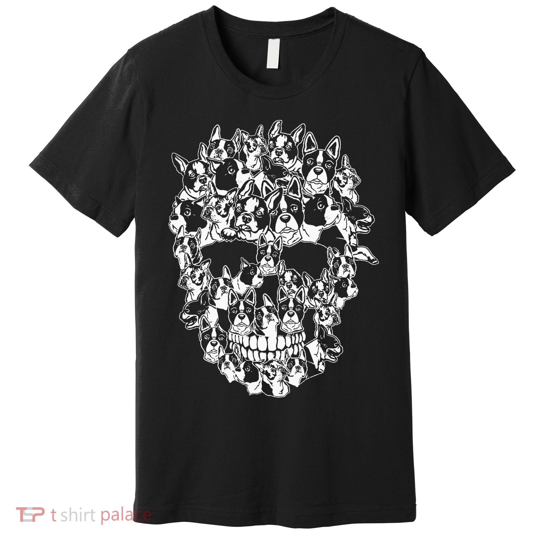 Funny Halloween Costume Skull Boston Terrier Dog Lover Premium T-Shirt