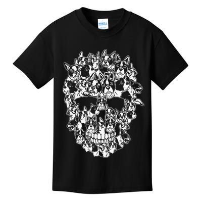 Funny Halloween Costume Skull Boston Terrier Dog Lover Kids T-Shirt