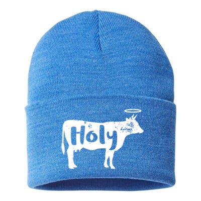 Funny Holy Cow Dairy Farming Gift Sustainable Knit Beanie