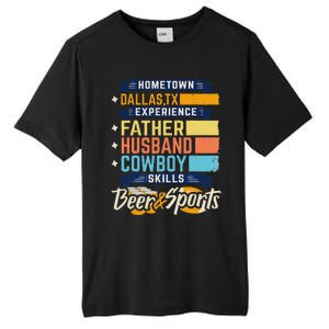 Father Husband Cowboy Beer Sports Dallas TX Dad Fathers Day Tall Fusion ChromaSoft Performance T-Shirt