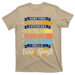 Father Husband Cowboy Beer Sports Dallas TX Dad Fathers Day T-Shirt