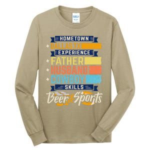 Father Husband Cowboy Beer Sports Dallas TX Dad Fathers Day Tall Long Sleeve T-Shirt