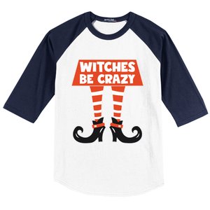 Funny Halloween Costume Witches Be Crazy Witch Halloween Gift Baseball Sleeve Shirt