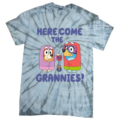 Funny Here Come The Grannies Bluyye Grannies Gift Tie-Dye T-Shirt