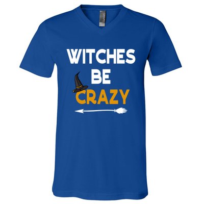 Funny Halloween Couples Costume Witches Be Crazy Gift V-Neck T-Shirt