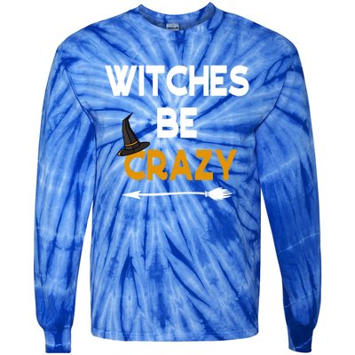 Funny Halloween Couples Costume Witches Be Crazy Gift Tie-Dye Long Sleeve Shirt