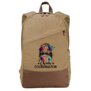 Funny Humor Chaos Coordinator Messy Bun Teachers Boss Women Cotton Canvas Backpack