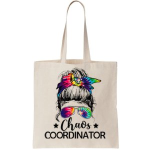 Funny Humor Chaos Coordinator Messy Bun Teachers Boss Women Tote Bag