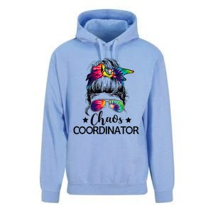 Funny Humor Chaos Coordinator Messy Bun Teachers Boss Women Unisex Surf Hoodie