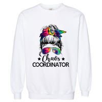 Funny Humor Chaos Coordinator Messy Bun Teachers Boss Women Garment-Dyed Sweatshirt