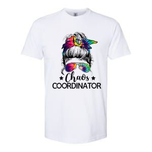 Funny Humor Chaos Coordinator Messy Bun Teachers Boss Women Softstyle CVC T-Shirt