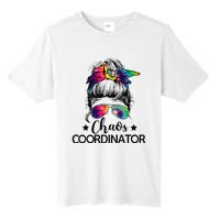 Funny Humor Chaos Coordinator Messy Bun Teachers Boss Women Tall Fusion ChromaSoft Performance T-Shirt