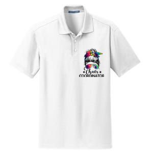 Funny Humor Chaos Coordinator Messy Bun Teachers Boss Women Dry Zone Grid Polo