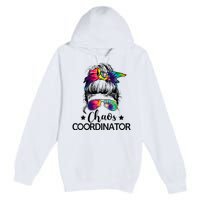 Funny Humor Chaos Coordinator Messy Bun Teachers Boss Women Premium Pullover Hoodie