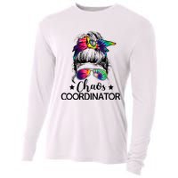 Funny Humor Chaos Coordinator Messy Bun Teachers Boss Women Cooling Performance Long Sleeve Crew