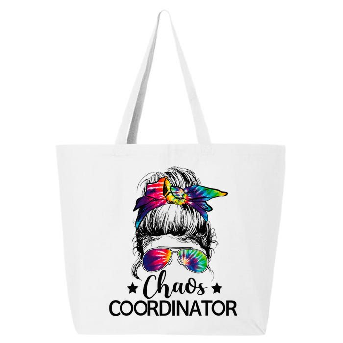 Funny Humor Chaos Coordinator Messy Bun Teachers Boss Women 25L Jumbo Tote