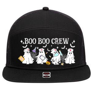 Funny Halloween Cute Boo Boo Crew Nurse Ghost Gift 7 Panel Mesh Trucker Snapback Hat